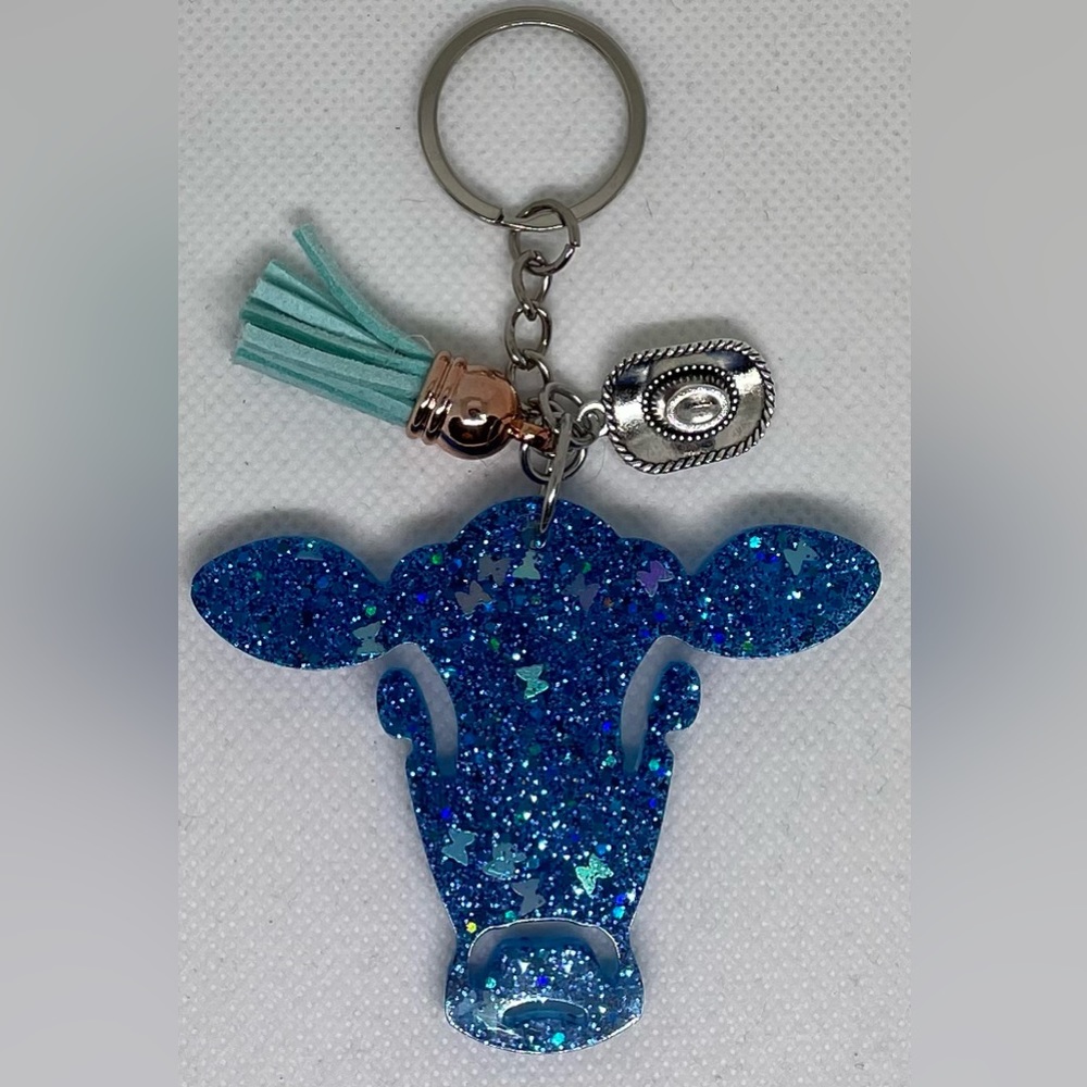 Epoxy Resin Cow Keychain